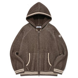 KNIT MIX HOODIE ZIP UP [BEIGE]