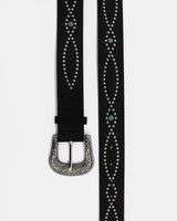 botzn western cubic gemstone stud wide leather belt