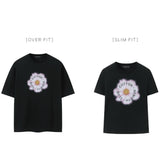 ピンクフラワーアートワークTシャツ (2color)