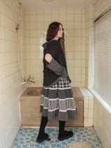 Cottage mixed pattern skirt / black