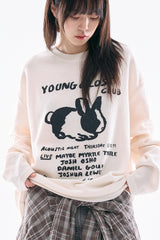 Club rabbit printed knit