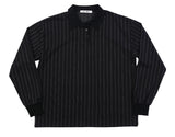 Pin stripe boxy polo shirt [BLACK]