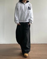 NY Crop Embroidered Zip-Up Hoodie