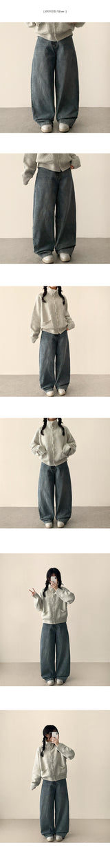 [Short & basic & long] ノエルウォッシングセミワイドデニムパンツ