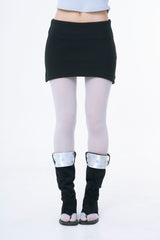 カーブドレーストリムミニスカート (BLACK)