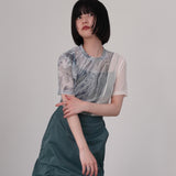 marble sheer switching tops