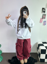トラックカーゴストリングパディングパンツ ❤🖤🤎💚💙5カラー