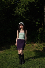 PLUM VEIL MIDI SKIRT