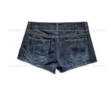 Vintage low rise wrinkle denim shorts