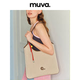muva. Lazy‑Chic French Canvas Tank‑Top‑Style Shoulder Bag, Lightweight Off‑White Casual Daily Purse, New Arrival Aug 13