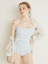 FLOWER STRING RIBBON MONOKINI - SKY BLUE