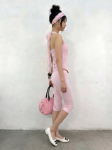 BABY PINK LACE HOLTER TOP
