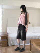 [4color] Tishan Cargo Bermuda Half Denim Short Pants