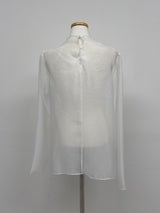 [Tie Set] See-through High Neck Overfit Blouse