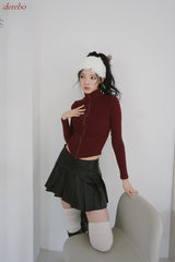 レザープリーツパンツミニスカート