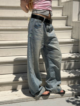 [Unisex] カーブドワイドデニムパンツ