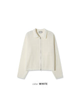 クロップドニット パンチング ジップアップ 4COLOR