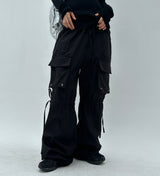 LOVELY BOW-STRING DETAIL CARGO COTTON AUTUMN PANTS - 2 COLOR