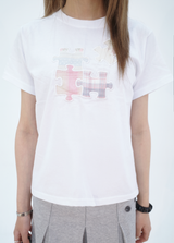 ヴィンテージパズルフラワーTシャツ（2color）