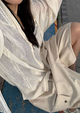 MESH KNIT HOOD ZIP-UP