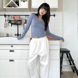 LOGO STITCH V-NECK LONG SLEEVE