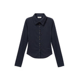 BUTTON DETAIL SHIRTS CARDIGAN(DEEP NAVY)