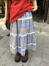 ナティーニレースチェックミディスカート