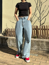 DESTROYED WIDE DENIM PANTS code 21006