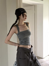 Bold Shoulder Stripe Sleeveless T-shirt