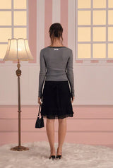 Betty lace tee - charcoal