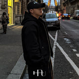 [HFORUS MADE]Layer Shoulder Hooded zip-up IN BLACK