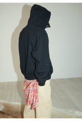  Cut Damage Washing Hood zip-up [ BLACK ]