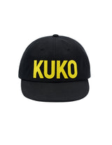 KUKO ロゴ6パネルキャップ_ブラックイエロー