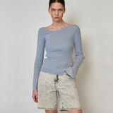 (Z-T-6734)UNBALANCED CUTOUT SLIM LONG KNIT