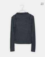 ぺウルシャスリットモックネックロングスリーブT