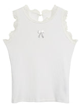 cat lace bow sleeveless tee