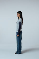 Street league blur artwork double layer long sleeve (Navy)
