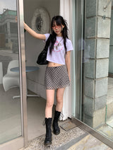 チェックシフォンミニスカート (4C)