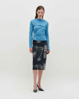 Embroidered Graphic Jersey Skirt _ BLACK