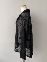 Flower Net Collar Neck Shirt