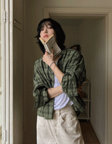 Jade crop check shirt