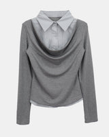 Se-an Collar Shirt Layered T-Shirt
