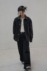 Studded selvage washed denim - Pants