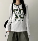 Camo 07 lettering number long sleeve tee