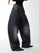 devil black over denim pants