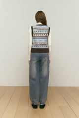 JACQUARD PATTERN KNIT VEST [SKY]