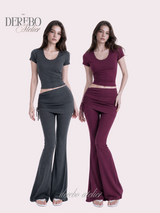 Liiv short-sleeve cap training shirring pants set (TOP)