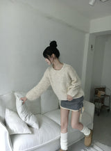 Gray lace knit skirt