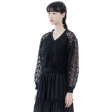 Flower Lace Jeogore T-shirt Black