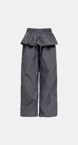 Girlish Frill Track Wide Pants